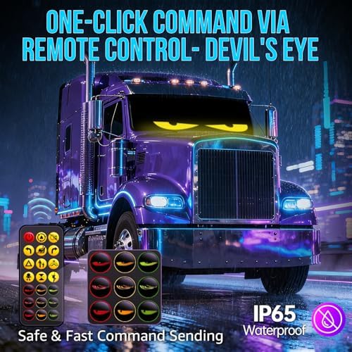 2PCS Devil Eyes Light For Windshield, 23"x5" LED Eyes Dual Screen 100% Sync, App/Remote Control, Custom Text & Graphics LED Light Sign for Car Truck SUV