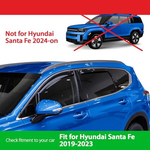 Goodyear Shatterproof in-Channel Window Deflectors for Hyundai Santa Fe 2019-2023, Rain Guards, Window Visors for Cars, Vent Deflector, Car Accessories, 4 pcs - GY008071