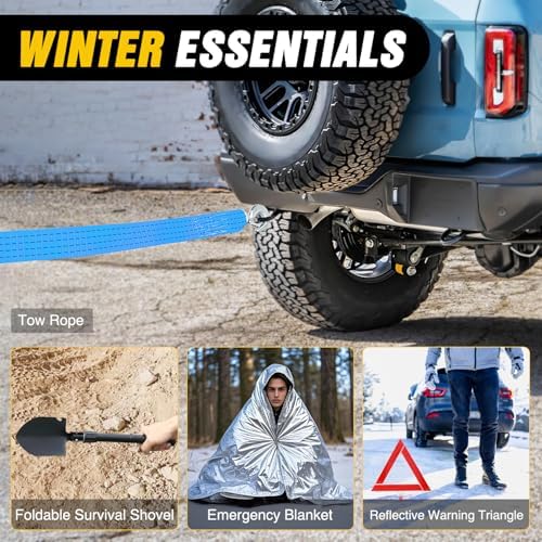 Nilight Car Emergency Kit with Jumper Cable, First Aid Kit Safety Assistance Tools for Travel Camping Outdoor Cars Truck SUV RV, Roadside Essentials with Flash Light