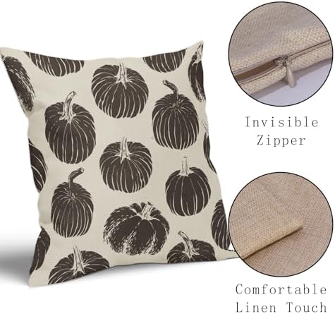 Dark Brown Pumpkin Fall Pillow Covers 24x24 Set of 2 Autumn Harvest Print Thanksgiving Decorative Throw Pillows Outdoor Farmhouse Cushion Case Seasonal Decor for Couch Sofa Bed - Image 4