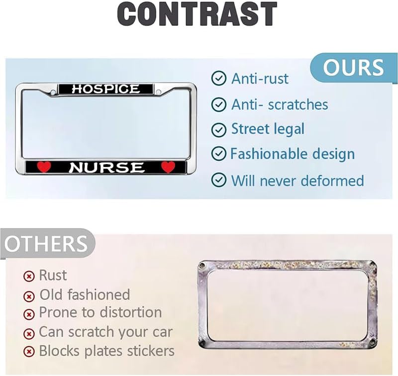 Heart Pattern Nurse Saying Funny Metal License Plate Frame Gift Love Nurse Gift License Plate Frame 2 Holes Love Nurse Gift Car Accessories License Plate Frame Funny