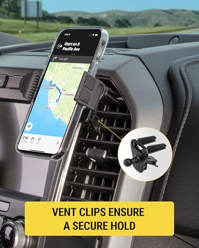 Scosche HVM2-1 Vent Phone Mount for Car, 360° Adjustable Cellphone Stand, Hands-Free Cell Phone Holder for Car Air Vent Compatible with iPhone 16/15/14/13/12 Series & Mobile Phones up to 3.5 inches