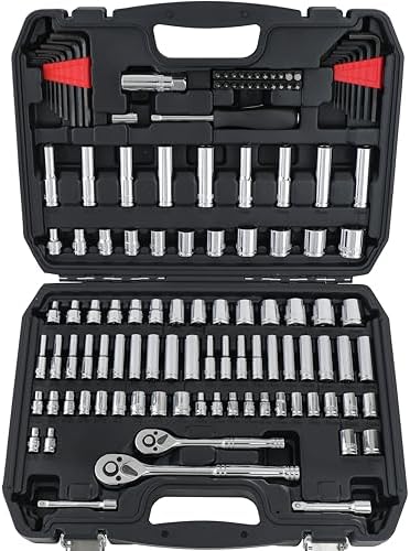 Amazon Basics Mechanic's Tool Socket Set With Case, 123-Piece by AmazonBasics