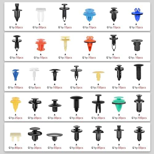 Nilight 1390Pcs Car Push Retainer Clips Auto Fasteners Kit Included 33 Most Popular Sizes Nylon Bumper Fender Rivets with 1 Fasteners Remover 10 Cable Ties for Toyota GM Ford Honda Chevy