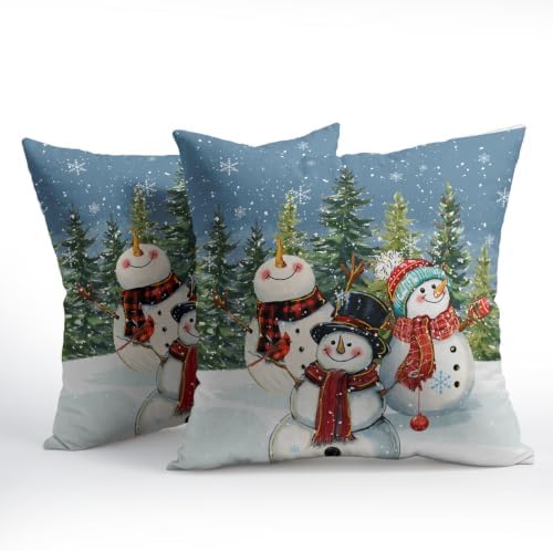 Christmas Snowman Pillow Covers 24x24 Set of 2 Blue Highly Absorbent - Image 2