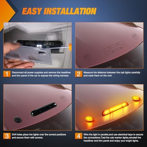 Nilight LED Cab Marker Light Smoke Lens Fits 2002-2007 Chevy GMC