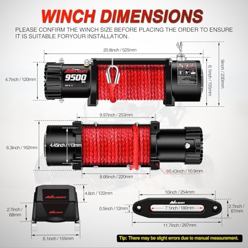 Nilight 9500 LBS Electric Winch 12V Portable Winches for Trailer Jeep ATV - Image 2
