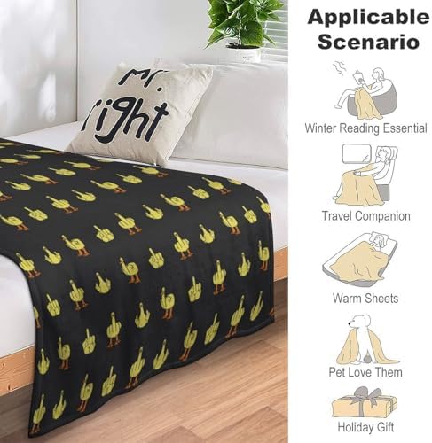 Socira Funny Duck Finger Blanket Throw Blanket Funny Duck Finger Gifts for Women Men Soft Sofa Throws for Travel Camping Bed Home Decor Car Birthday Gift 60"*80"（150 * 200cm） - Image 7