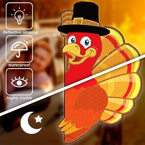 25pcs Fall Thanksgiving Car Reflective Magnets, Turkey Car Decorations Waterproof Decal Fridge Refrigerator Automotive Garage Door Magnetic Sticker for Cars Metal Surface - Image 5