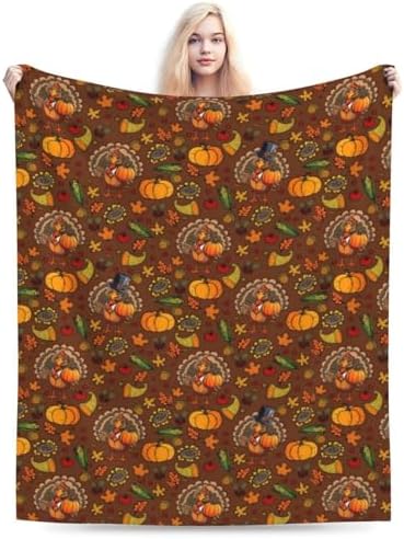 Socira Thanksgiving Turkey Blanket Thanksgiving Throw Blanket Gifts for Women Men Soft Sofa for Travel Camping Bed Home Car 50"X40" Small - Image 2
