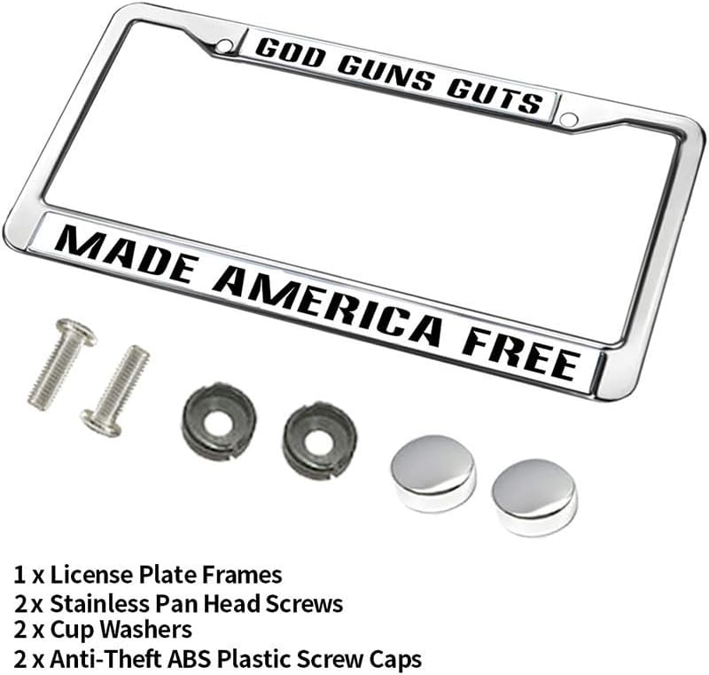 God Made America Free License Plate Frame Religious God Bless America Funny License Plate Frame Cross and Heart Weather-Proof License Plate Frame with Mounting Hardware Kit
