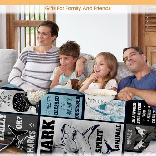 Ocean Shark Blanket Gifts for Adults Men Women Boys Girls Birthday Christmas Halloween Easter Father's Day Dad Husband Boyfriend Son Throw Blanket 60"x80" - Image 5