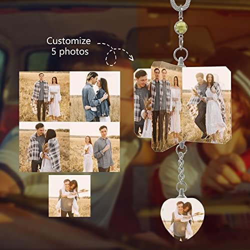Crystal Windmill Personalized Photo Hanging Ornament Car Gift for Couple Custom Picture Car Rearview Mirror Interior Pendant Decoration - Image 3