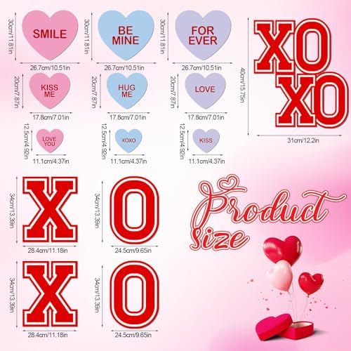 HunnmingRe 17 Pcs Valentines Day Conversation Hearts Tree Ornament Extra Large Sweet Candy Conversation Heart Tree Ornaments Be Mine Kiss Me Love Forever Heart Cut Outs for Valentine Home Decor - Image 2