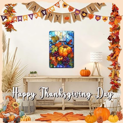 Fall Sign Vintage Thanksgiving Day Tin Sign Pumpkin Decor 8x12Inch - Image 5
