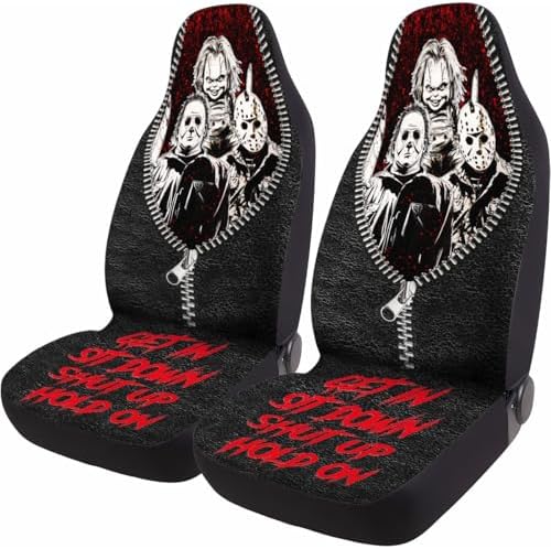 GENANY Masked Horror Group Car Seat Covers, 2-Piece Front Seat Set