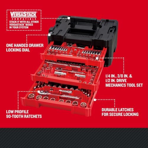 Craftsman 262-Piece Mechanic Tool Set with 3-Drawer VERSASTACK Box, SAE and Metric Socket Set, Car and Motorcycle Tool Kit with Combination Wrenches and Spark Plug Sockets, 90-Tooth (CMMT45309) - Image 3