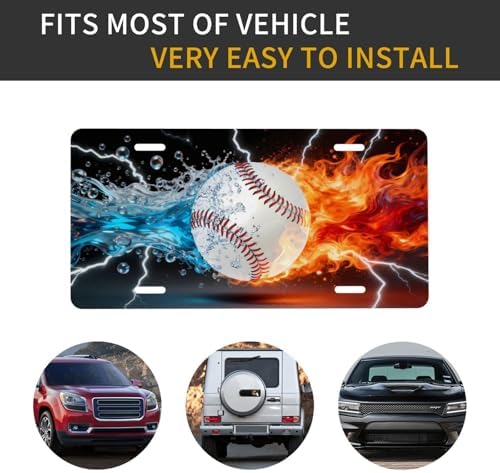 Water Fire Baseball Front License Plate 6" * 12" for Women