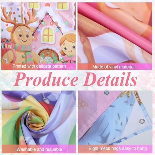 Preboun Pastel Pink Christmas Gingerbread House Garage Door Decoration - Image 3