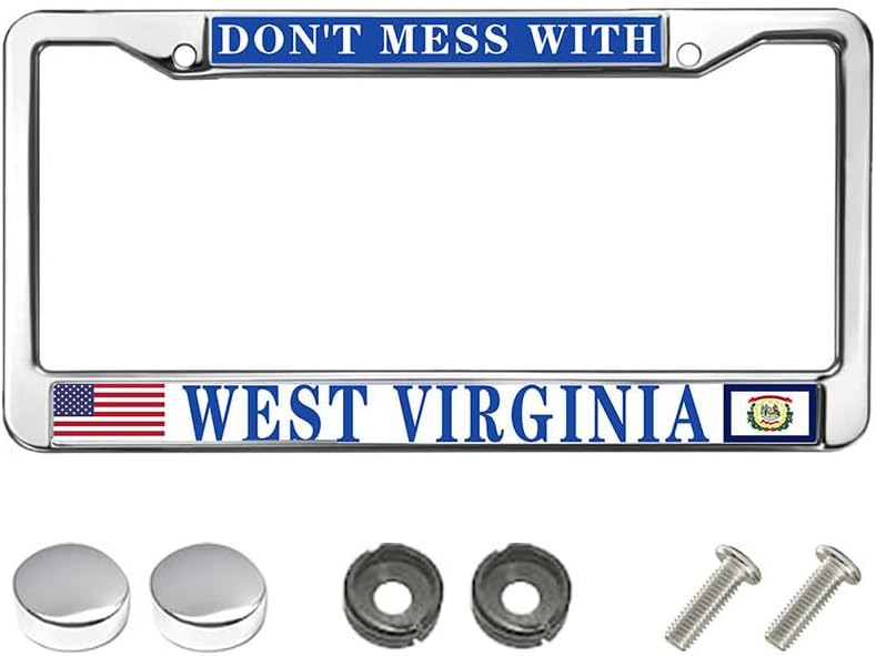 Don't Mess with West Virginia License Plate Metal Frame Virginia Lover Licence Plate Covers Frame Slim Design