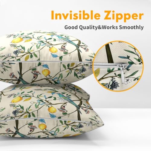 Floral Botanical Throw Pillow Covers 16x16 Set of 2 Hummingbird Pear Thanksgiving Pillow Covers Watercolor Cottagecore Pillowcase for Kitchen Sofa Cushion Outdoor Couch Bedroom Living Room Decoration - Image 5
