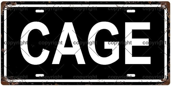 CAGE Space Vintage Metal Tin Sign License Plate Bar Cafe Garage Cave Home Room by Unknown