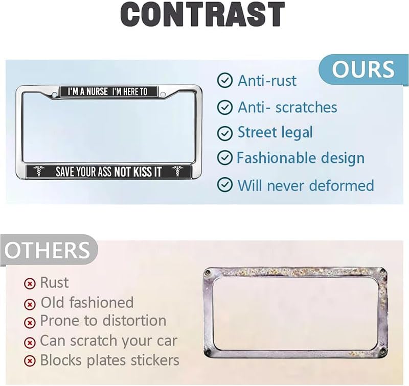 I am A Nurse to Save Your Ass License Plate Frame Chrome 2 Holes Funny Nurse Quotes License Plate Frame Chrome 2 Holes Funny Nurse Quotes Car Accessories License Plate Frame Cute