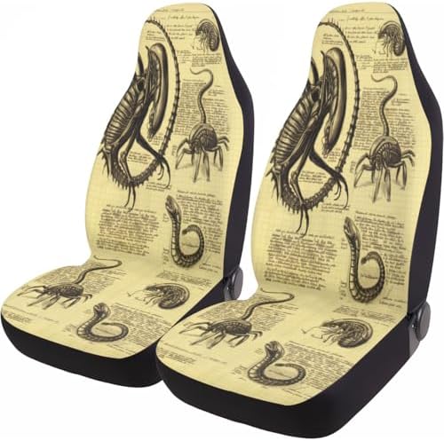 GENANY Vintage Alien Sketch Car Seat Covers, 2-Piece Front Seat Set