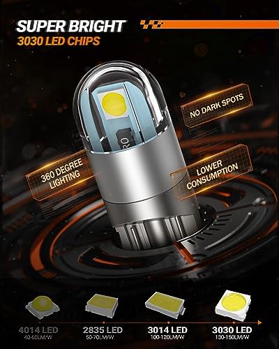 SEALIGHT 194 LED Bulb 6000K White, License Plate Light, Dome Light, T10 168 2825 W5W 3030 Bright Chips Wedge for Replacement Light Bulb, Map Trunk Door Courtesy Dash LED Light Bulb,Pack of 2