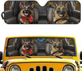 Renewold Funny German Shepherd, Windshield Sun Shade, Car Front Window Sunshade for Jeep Wrangler JK JL Gladiator JT 2020-2023, Foldable Auto Sun Visor Blocks Heat UV Glare, Car Accessories Interior