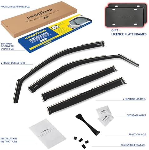 Goodyear Shatterproof Window Deflectors for Chevrolet (Chevy) Suburban 2021-2026, Rain Guards, Window Visors for Cars, Vent Deflector, Car Accessories, 4 pcs - GY007888