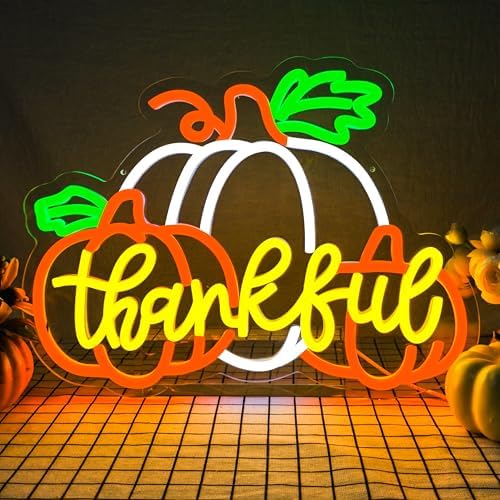 Thanksgiving Neon Sign Led Pumpkin Lights Dimmable Pumpkin Neon Light for Wall Decor Happy Thanksgiving Neon Sign for Wall Art Window Harvest Celebrate Party Holiday by zikdhf