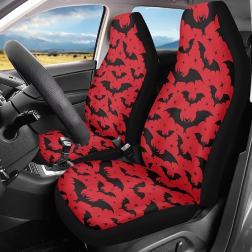 Halloween Bat Car Seat Covers Universal Front Car Seats Breathable Anti-Slip Back Fabric Removable Automotive Accessories Suitable for Cars, SUV and Trucks