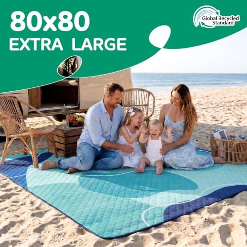 RYCHIC Waterproof Beach Blanket Picnic Outdoor Camping Mat Rug Oversized Extra Large Foldable Sandproof Sand Free Big XL Giant Towel Hawaii Honeymoon Essentials Women Summer Must Have Vacation Gift - Image 2