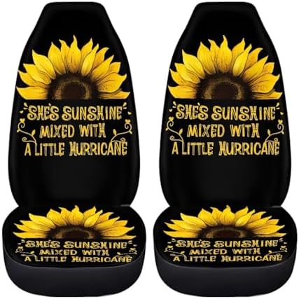BIGCARJOB Sunshine Sunflower Car Seat Cover Full Set Universal Car Interior Accessories Set Sunflower Print Auto Interior Seat Protector Saddle Blanket for Women Gifts