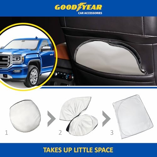 Goodyear Foldable Windshield Sunshade for GMC Sierra 2014-2018, Truck car Accessories, Sunshade Cover, Sun Shade Car Windshield, Window Sun Blocker - GY008226