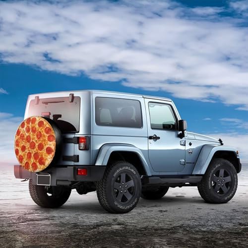 Pizza Slices Spare Tire Cover Universal Weatherproof Wheel Tire Covers Waterproof Dust-Proof Wheel Tire Protector Funny Tyre Covers for Trailer Off-Road Car Vehicle RV SUV Truck Travel 16 Inch