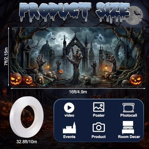 Preboun Halloween Garage Door Decorations Skeleton Arms Door Cover Gothic - Image 2