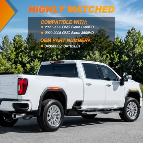 Nilight Fender Side Marker Lights 4PCS for 2020-2025 GMC Sierra 2500HD