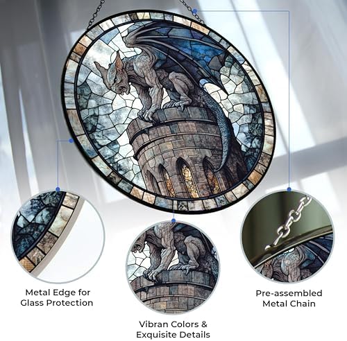 Gargoyle Stained Glass Window Hanging by Clare Donovan, Stained Glass Window Decor Suncatcher for Women, Perfect Home Décor 7.8" - Image 2