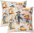 Fall Pumpkin 2 Pack Pillow Covers 16"x16",Rustic Farmhouse Autumn Harvest Pillowcase Double Sides Print Cushion Case,Thanksgiving Scarecrow Sunflower Maple Leaves Throw Pillow Covers by Manfei