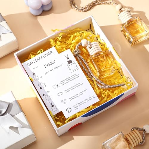 Boao 50Set Hanging Car Freshener Diffuser Bottle,White Card Flat Square