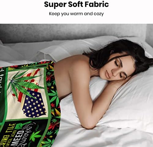 Socira Marijuana Gifts Flannel Sherpa Blanket - Large Leaf Soft Fleece Throw Blanket for All-Season, Weed Stuff Sheets 60''X80'' - Image 6