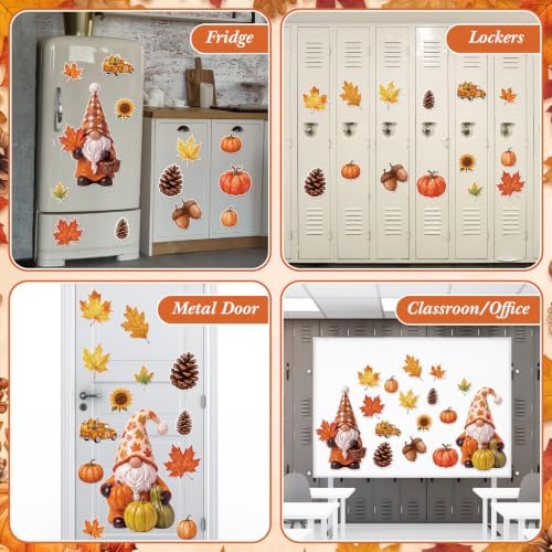 Flutesan 16 Pcs Fall Gnome Garage Door Magnets, 26" Pumpkin Maple Leaf - Image 6