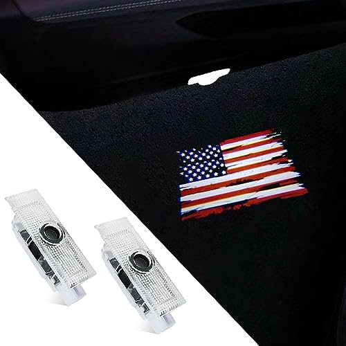2 PCS American Flag Car Door Logo Lights Compatible for Challenger 2015-present Courtesy LED Ghost Shadow Light Projector Lamps Accessories (US Flag)
