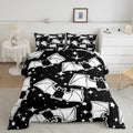 Feelyou Halloween Bedding Set for Girls Boys Kids Toddler Size Black Bats Animal Print Silhouette Comforter Cover Room Decor Happy Holiday Cute Star Print Luxury Duvet Cover Black Quilt Set by Feelyou