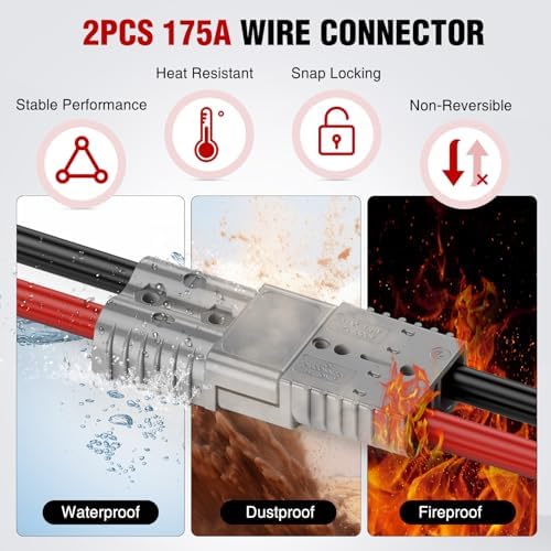 Nilight 175A 4AWG Anderson Connector Plug 12V-36V Battery Connect Kit