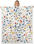 Colorful Leaves Throw Blanket Botanical Plants Farmhouse Fleece Flannel Blankets Kids Boys Girls Room Decor Country Style Bed Blankets for Bed Sofa Couch White Blue Grren Plush Blanket Baby 30"x40" by CastleFairy