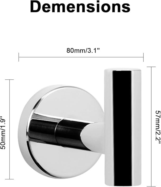 NearMoon Bath Towel Hooks- SUS 304 Stainless Steel Robe Hook Holder, Heavy Duty - Image 5