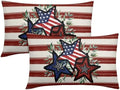 4th of July Pillow Covers 12x20 Set of 2, Patriotic Throw Pillow Covers Independence Memorial Day Pillowcase, Summer Stripes Decorative Fourth of July Cushion Case Couch for Indoor Outdoor Home Decor by Unknown
